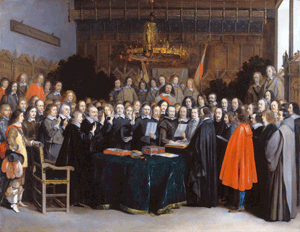 De eedaflegging van de Vrede van Munster in 1648 by Gerard ter Borch