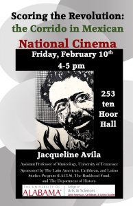 Poster for Avila talk. It has a picture of Pancho Villa on it.