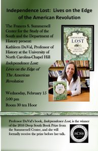 Poster for event, featuring phot of Duval holding her book.