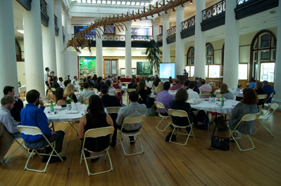This image shows the inside of Smith Hall as the keynote speaker delivers her address.