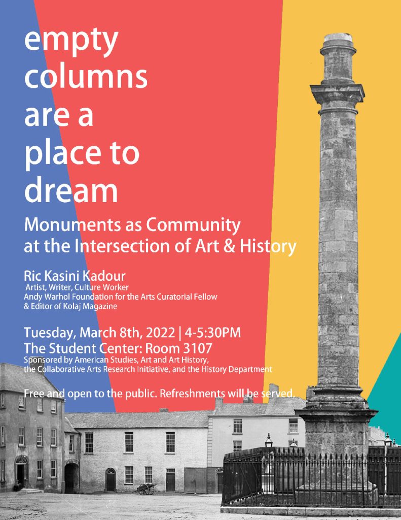 Poster for this event. It shows a picture of a monument and contains the same information as this page.
