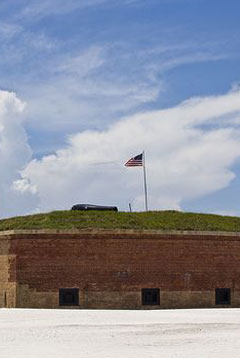 Flag flying over Fort Massachusetts on Ship Island.