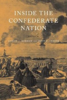 Cover for Inside the Confederate Nation featuing lithograph of women watching ships burn.