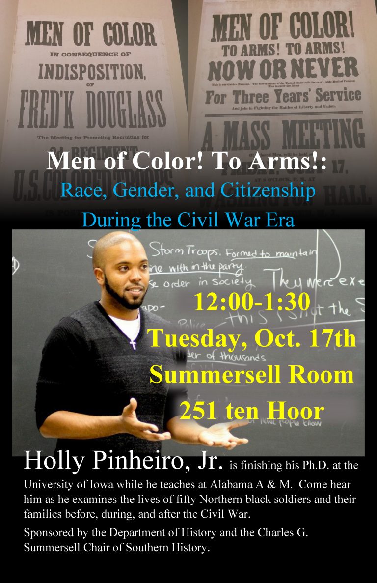 Holly Pinheiro, Jr. to Speak on Race, Gender, and Citizenship During the Civil War Era on