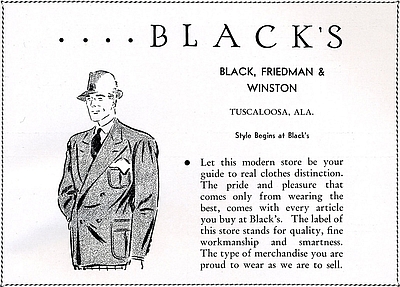 Newspaper ad for Black, Friedman, & Winston Clothiers