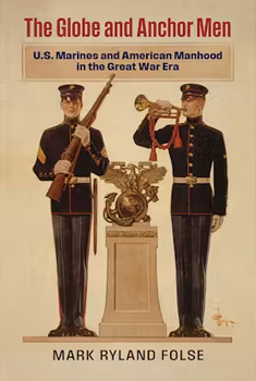 Drawing of WWI era US Marines. One is carrying an M1903 at port arms, the other is blowing a bugle.